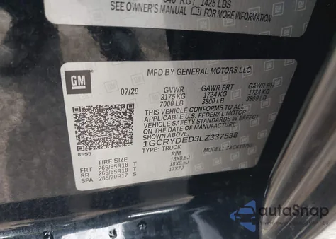 2020 Chevrolet Silverado 1500 4Wd Double Cab Standard Bed Lt z USA, uszkodzony, nr VIN 1GCRYDED3LZ337538